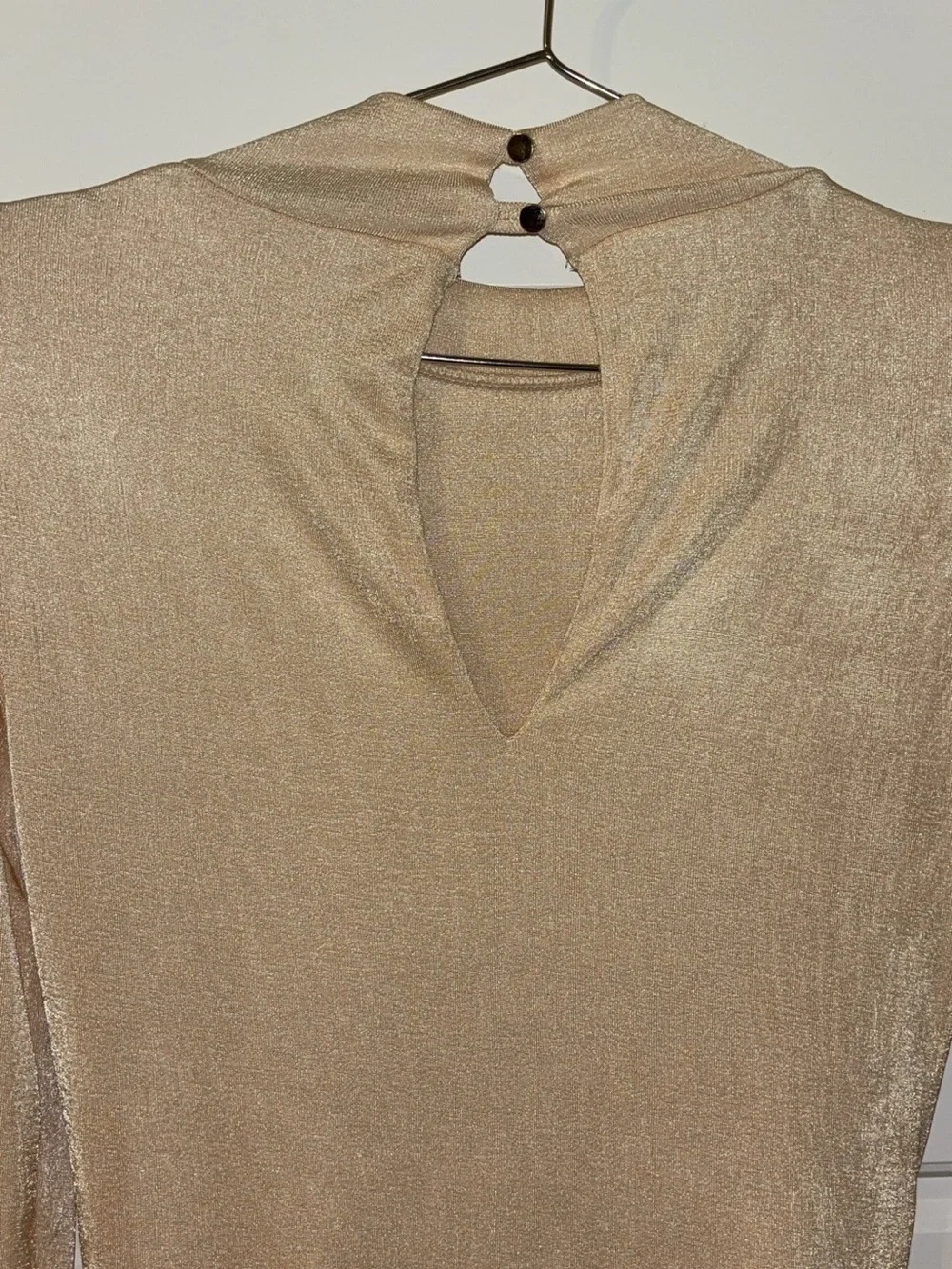JLUXLABEL Mock Neck Draped Long-Sleeve Midi Dress- Beige